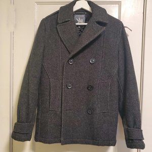 Women's SPIEWAK & SONS Black White Wool Pea Coat Jacket Sz S EUC